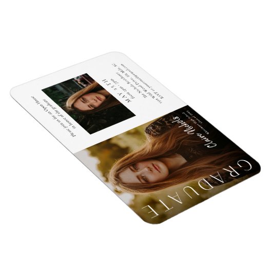 Moderne Vertical Photo Graduation Invitations Magneet (Rechterzijde)