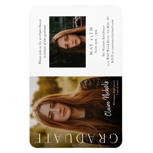 Moderne Vertical Photo Graduation Invitations Magneet (Verticaal)