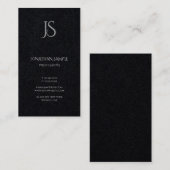 Moderne verticale artistieke monogram Premium zwar Visitekaartje (Voorkant / Achterkant)