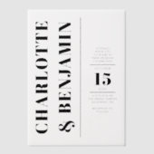 Moderne Verticale Bold Black Wedding Vellum Uitnodigingen (Voorkant)