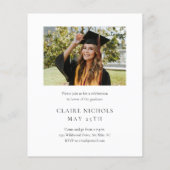 Moderne Verticale Budget Foto Afstuderen Uitnodigi (Achterkant)