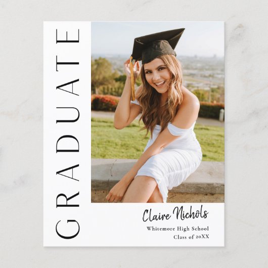 Moderne Verticale Budget Foto Afstuderen Uitnodigi (Voorkant)