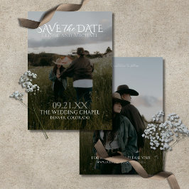 Moderne Verticale Dubbelzijdige Foto Save The Date Kaart