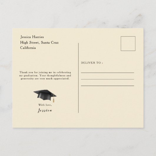 Moderne verticale foto Afstuderen Dank u Briefkaart (Achterkant)