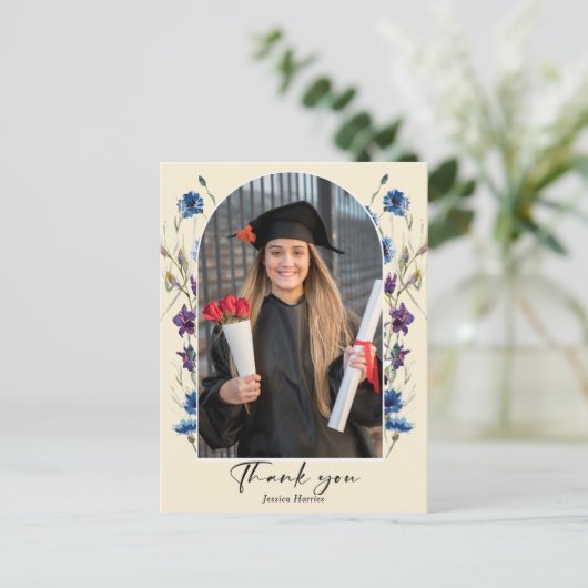 Moderne verticale foto Afstuderen Dank u Briefkaart (Staand voorkant)