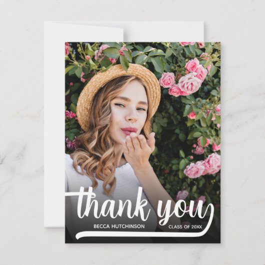 Moderne verticale foto Afstuderen Dank u Notitiekaartje (Voorkant)