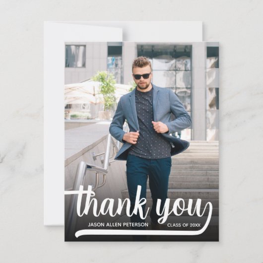 Moderne verticale foto Afstuderen Dank u Notitiekaartje (Voorkant)