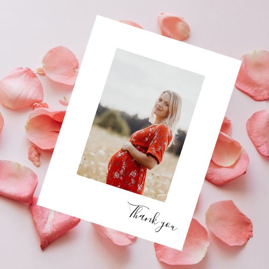 Moderne Verticale Foto Baby Shower Bedankt Briefkaart