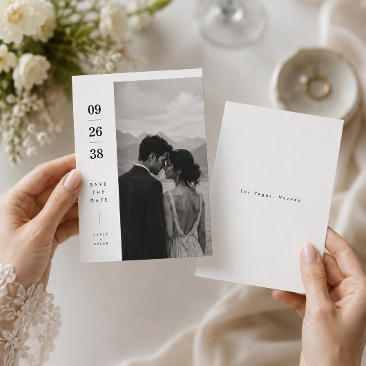 Moderne Verticale Foto Save The Date Kaart