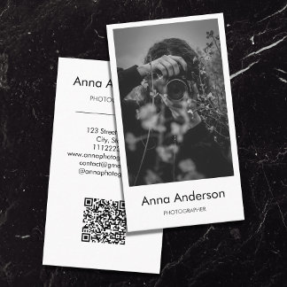 Moderne verticale fotografie QR-code fotograaf Visitekaartje