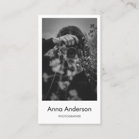 Moderne verticale fotografie QR-code fotograaf Visitekaartje (Voorkant)