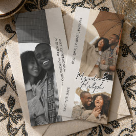 Moderne Verticale Fotostrip Bruiloft Save the Date