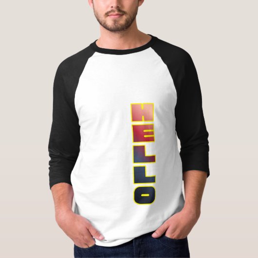 Moderne Verticale Hello Grafische T-Shirt (Voorkant)