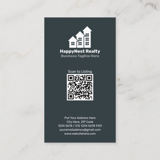 Moderne verticale makelaar Foto QR-code Visitekaartje (Achterkant)