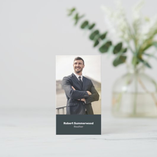 Moderne verticale makelaar Foto QR-code Visitekaartje (Staand voorkant)