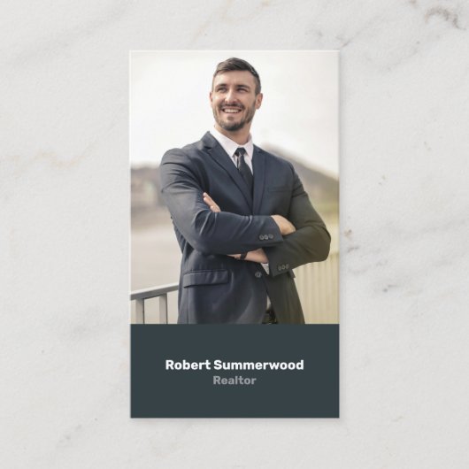 Moderne verticale makelaar Foto QR-code Visitekaartje (Voorkant)