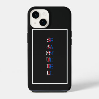 Moderne verticale monogrammen zwart wit iPhone 14 hoesje