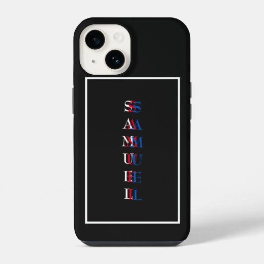 Moderne verticale monogrammen zwart wit iPhone hoesje (Achterkant)