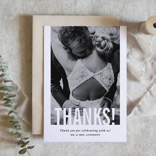 Moderne Verticale Pasfoto-overlay Trouwfoto Bedankkaart