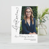 Moderne verticale scriptfoto afstuderen kaart (Staand voorkant)