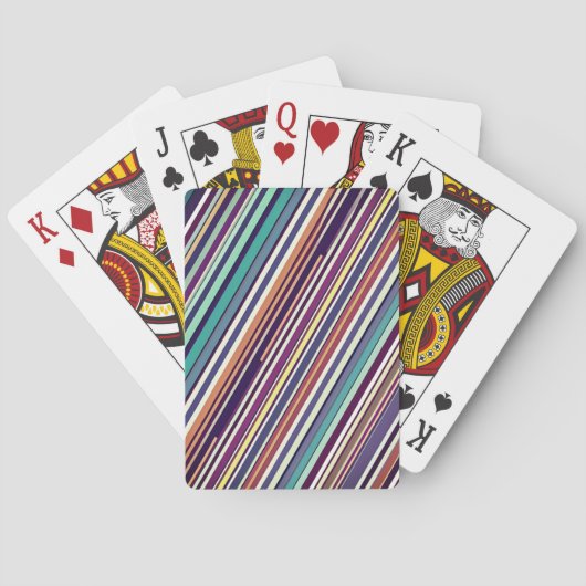 Moderne Verticale Streep Abstract in Plum & Turkoo Pokerkaarten (Achterkant)