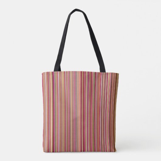 Moderne verticale strepen in bruine en rode tinten tote bag (Achterkant)