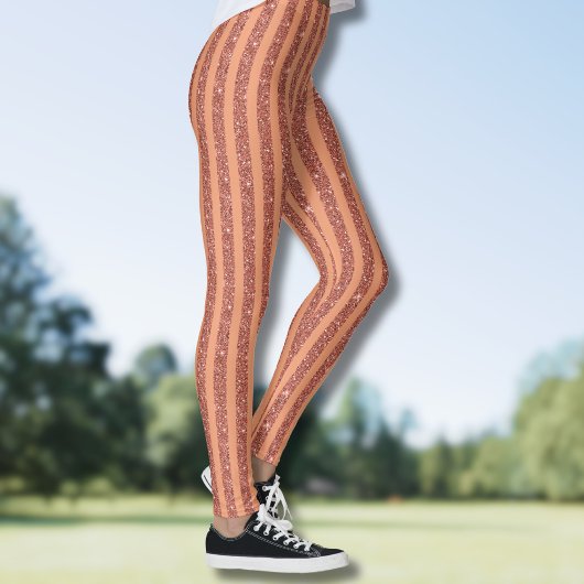 Moderne Verticale Strepen met Sinaasappel Mango Gl Leggings