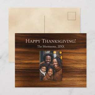 Moderne Verticale Thanksgiving Familie Foto Hout Feestdagenkaart