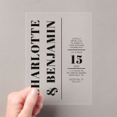 Moderne Verticale Trouwkaart Zwart Acryl Uitnodigingen (Insitu (Draagbaar))