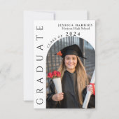 Moderne Verticale Twee Foto Afstudeerfeest Kaart (Voorkant)