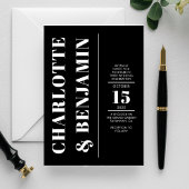 Moderne verticale vet wit en zwart bruiloft kaart