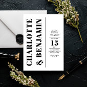 Moderne verticale vet zwart-wit bruiloft kaart