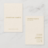 Moderne verticale Visitekaartjes Gold-tekst elegan (Voorkant / Achterkant)