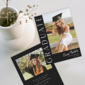 Moderne Verticale Zwart-wit Foto Afstudeerfeest Kaart