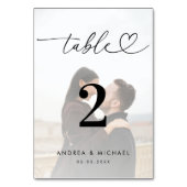 Moderne vervaagde foto Elegant hart Script bruilof Kaart (Voorkant)