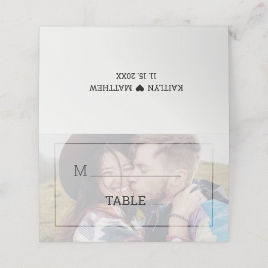 Moderne vervaagde foto minimalistische typografie  plaatskaartje (Buitenkant ongevouwen)