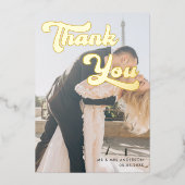 Moderne vervaagde foto overlay retro dank u bruilo folie uitnodiging (Voorkant)