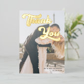 Moderne vervaagde foto overlay retro dank u bruilo folie uitnodiging (Staand Voorkant)
