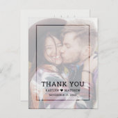 Moderne Vervaagde Foto Zwart Script Huwelijk Dank  Briefkaart (Voorkant / Achterkant)
