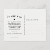 Moderne Vervaagde Foto Zwart Script Huwelijk Dank  Briefkaart (Achterkant)