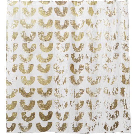 Moderne, vervormde Gold Pattern - glimlachen Douchegordijn (Voorkant)