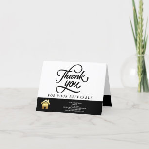 Moderne verwijzing onroerend goed realtor bedankkaart