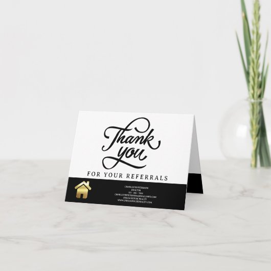 Moderne verwijzing onroerend goed realtor bedankkaart (Voorkant)