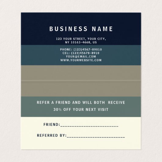 Moderne verwijzingskaart visitekaartje (Binnenkant ongevouwen)