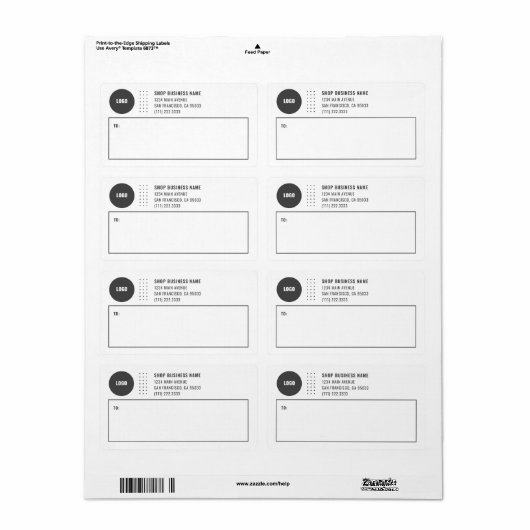 Moderne verzendlabels voor zakelijke Logo Etiket (Full Sheet)
