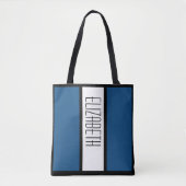 Moderne Vet Blok Persoonlijke naam Klassiek Blauw Tote Bag (Voorkant)