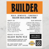 Moderne Vet, bouwbedrijf, bouwmachines Adverteren Flyer (Voorkant)