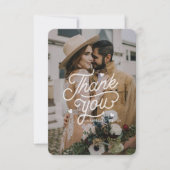 Moderne vet dank u typografie foto bruiloft bedankkaart (Voorkant)