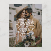 Moderne vet dank u typografie foto bruiloft briefkaart (Voorkant)