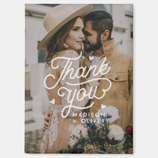 Moderne vet dank u typografie foto bruiloft magneet